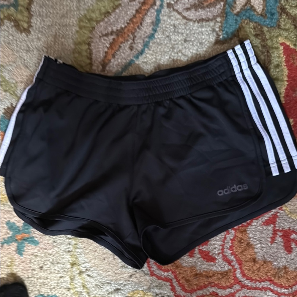 Adidas Black Athletic Shorts with Signature Stripes